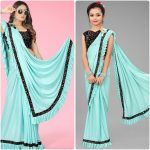 FASHIONABLE LYCRA FRILL WORK SAREE WITH UNSTITCHED BLOUSE MOTHER DAUGHTER SET PARTY WEAR WHOLESALE PRICE ETHNIC GARMENT (12)