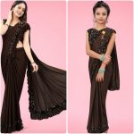 FASHIONABLE LYCRA FRILL WORK SAREE WITH UNSTITCHED BLOUSE MOTHER DAUGHTER SET PARTY WEAR WHOLESALE PRICE ETHNIC GARMENT (4)