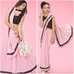 FASHIONABLE LYCRA FRILL WORK SAREE WITH UNSTITCHED BLOUSE MOTHER DAUGHTER SET PARTY WEAR WHOLESALE PRICE ETHNIC GARMENT (7)