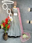 FASHIONABLE ORGANZA CRUSHED MOONLIGHT METALLIC KNIT PLEATED LEHENGA CHOLI WITH DUPATTA WEDDING WEAR WHOLESALE PRICE ETHNIC GARMENT (2)