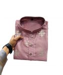 FASHIONABLE PARBON SILK MATE COPPER SEQUENCE WORK MENS KURTA WITH PAJAMA WEDDING WEAR WHOLESALE PRICE ETHNIC GARMENT (3)