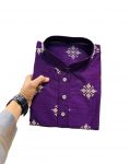 FASHIONABLE PARBON SILK MATE COPPER SEQUENCE WORK MENS KURTA WITH PAJAMA WEDDING WEAR WHOLESALE PRICE ETHNIC GARMENT (8)