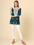 FASHIONABLE RAYON CHICKENKARI WORK ONLY KURTI CASUAL WEAR WHOLESALE PRICE ETHNIC GARMENT (13)