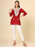 FASHIONABLE RAYON CHICKENKARI WORK ONLY KURTI CASUAL WEAR WHOLESALE PRICE ETHNIC GARMENT (2)