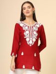 FASHIONABLE RAYON CHICKENKARI WORK ONLY KURTI CASUAL WEAR WHOLESALE PRICE ETHNIC GARMENT (2)