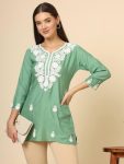 FASHIONABLE RAYON CHICKENKARI WORK ONLY KURTI CASUAL WEAR WHOLESALE PRICE ETHNIC GARMENT (7)