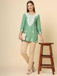 FASHIONABLE RAYON CHICKENKARI WORK ONLY KURTI CASUAL WEAR WHOLESALE PRICE ETHNIC GARMENT (7)