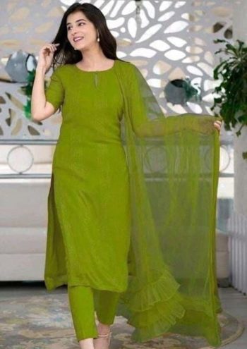 FASHIONABLE RAYON SEQUENCE EMBROIDERY WORK TOP BOTTOM WITH DUPATTA MEHNDI