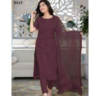 FASHIONABLE RAYON SEQUENCE EMBROIDERY WORK TOP BOTTOM WITH DUPATTA WINE