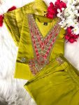 FASHIONABLE ROMAN SILK EMBORIDERY SEQUENCE WORK TOP BOTTOM WITH DUPATTA FESTIVAL WEAR WHOLESALE PRICE ETHNIC GARMENT (6)