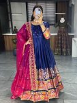 FASHIONABLE SILK PRINT WITH FOIL WORK GOWN WITH DUPATTA FESTIVAL WEAR WHOLESALE PRICE ETHNICGARMENT (8)