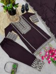 LATEST CHINON EMBROIDERY SEQUENCE WORK TOP BOTTOM WITH DUPATTA FESTIVAL WEAR WHOLESALE PRICE ETHNIC GARMENT (9)