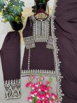 LATEST CHINON EMBROIDERY SEQUENCE WORK TOP BOTTOM WITH DUPATTA FESTIVAL WEAR WHOLESALE PRICE ETHNIC GARMENT (9)