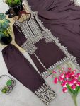 LATEST CHINON EMBROIDERY SEQUENCE WORK TOP BOTTOM WITH DUPATTA FESTIVAL WEAR WHOLESALE PRICE ETHNIC GARMENT (9)