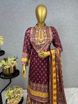 LATEST CHINON SILK DIGITAL PRINTED MIRROR EMBROIDERY WORK TOP SHARARA WITH DUPATTA PARTY WEAR WHOLESALE PRICE ETHNIC GARMENT (3)