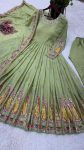 LATEST CHINON SILK EMBROIDERY SEQUENCE WORK GOWN BOTTOM WITH DUPATTA PARTY WEAR WHOLESALE PRICE ETHNIC GARMENT (3)