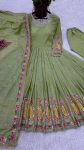 LATEST CHINON SILK EMBROIDERY SEQUENCE WORK GOWN BOTTOM WITH DUPATTA PARTY WEAR WHOLESALE PRICE ETHNIC GARMENT (3)