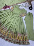 LATEST CHINON SILK EMBROIDERY SEQUENCE WORK GOWN BOTTOM WITH DUPATTA PARTY WEAR WHOLESALE PRICE ETHNIC GARMENT (3)