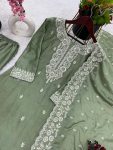 LATEST CHINON SILK EMBROIDERY WORK TOP BOTTOM WITH DUPATTA PARTY WEAR WHOLESALE PRICE ETHNIC GARMENT (3)