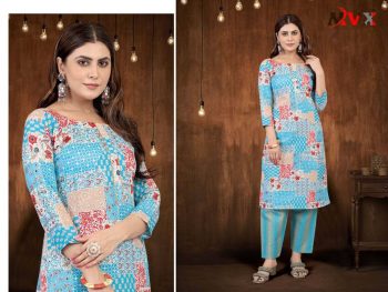 FORMAL WEAR COTTON FOIL PRINT TOP WITH BOTTOM SKY BLUE