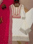 LATEST GEORGETTE EMBROIDERY SEQUENCE WORK TOP BOTTOM WITH DUPATTA PARTY WEAR WHOLESALE PRICE ETHNIC GARMENT (6)