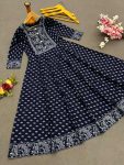 LATEST RAYON FOIL PRINTED GOWN PARTY WEAR WHOLESALE PRICE ETHNIC GARMENT (5)