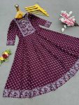 LATEST RAYON FOIL PRINTED GOWN PARTY WEAR WHOLESALE PRICE ETHNIC GARMENT (3)