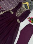 LATEST SHIMMER SILK EMBROIDREY SEQUENCE WORK GOWN BOTTOM WITH DUPATTA PARTY WEAR WHOLESALE PRICE ETHNIC GARMENT (2)