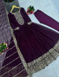 LATEST SHIMMER SILK EMBROIDREY SEQUENCE WORK GOWN BOTTOM WITH DUPATTA PARTY WEAR WHOLESALE PRICE ETHNIC GARMENT (2)