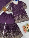 MOST PICKED CHINON SILK EMBROIDERY SEQUENCE WORK TOP SHARARA WITH DUPATTA FESTIVAL WEAR WHOLESALE PRICE ETHNIC GARMENT (15)