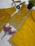 MOST PICKED CHINON SILK EMBROIDERY SEQUENCE WORK TOP SHARARA WITH DUPATTA FESTIVAL WEAR WHOLESALE PRICE ETHNIC GARMENT (17)