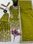 MOST PICKED CHINON SILK EMBROIDERY SEQUENCE WORK TOP SHARARA WITH DUPATTA FESTIVAL WEAR WHOLESALE PRICE ETHNIC GARMENT (2)