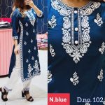 MOST PICKED RAYON COTTON EMBROIDREY WORK TOP BOTTOM WITH DUPATTA NAVY BLUE