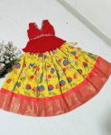 MOST PICKED SOFT SILK PRINTED WEAVING WORK KID’S LEHENGA CHOLI PARTY WEAR WHOLESALE PRICE ETHNIC GARMENT (3)