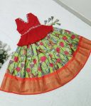 MOST PICKED SOFT SILK PRINTED WEAVING WORK KID’S LEHENGA CHOLI PARTY WEAR WHOLESALE PRICE ETHNIC GARMENT (5)