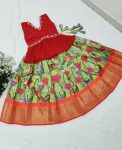 MOST PICKED SOFT SILK PRINTED WEAVING WORK KID’S LEHENGA CHOLI PARTY WEAR WHOLESALE PRICE ETHNIC GARMENT (5)