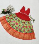 MOST PICKED SOFT SILK PRINTED WEAVING WORK KID’S LEHENGA CHOLI PARTY WEAR WHOLESALE PRICE ETHNIC GARMENT (5)