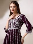 NEW ARRIVAL GEORGETTE EMBROIDERY CHIKANKARI WORK GOWN WITH DUPATTA PARTY WEAR WHOLESALE PRICE ETHNIC GARMENT (4)