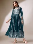 NEW ARRIVAL GEORGETTE EMBROIDERY CHIKANKARI WORK GOWN WITH DUPATTA PARTY WEAR WHOLESALE PRICE ETHNIC GARMENT (9)