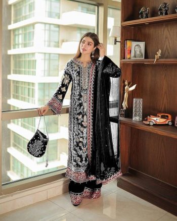 NEW ARRIVAL GEORGETTE EMBROIDREY WORK TOP PALAZZO WITH DUPATTA BLACK