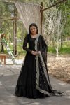 NEW ARRIVAL GEORGETTE RUFFLE FLAIRED GOWN WITH DUPATTA PARTY WEAR WHOLESALE PRICE ETHNIC GARMENT (45)