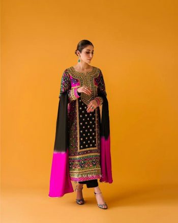 NEW ARRIVAL MUSLIN COTTON DIGITAL PRINTED TOP PALAZZO WITH DUPATTA BLACK