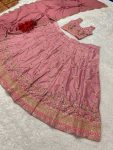 NEW ARRIVAL SATIN SILK EMBROIDERY SEQUENCE WORK LEHENGA CHOLI WITH DUPATTA PARTY WEAR WHOLESALE PRICE ETHNIC GARMENT (2)