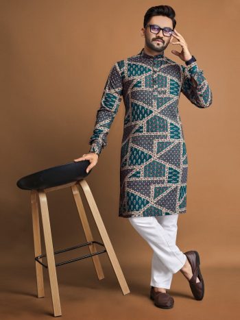 NEW ARRIVAL SOFT COTTON FOIL PRINTED MEN'S KURTA WITH PAYJAMA RAMA