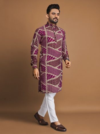 NEW ARRIVAL SOFT COTTON FOIL PRINTED MEN'S KURTA WITH PAYJAMA RANI