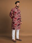 NEW ARRIVAL SOFT COTTON FOIL PRINTED MEN'S KURTA WITH PAYJAMA  MAROON