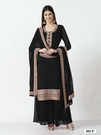 PARTY WEAR GEORGETTE EMBROIDERY SEQUENCE WORK  TOP PALAZZO WITH DUPATTA BLACK