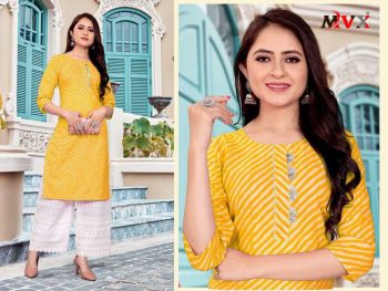 FESTIVE COLLECTION COTTON WITH EKART PRINT + GOTTA PATTI LACE BORDER WORK KURTI+PLAZZO  YELLOW