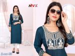 BEAUTIFUL LOOK RAYON WITH EMBROIDERY WORK KURTI BLUE