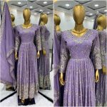 RICH LOOK CHINON SILK EMBROIDERY SEQUENCE WORK GOWN PANT WITH DUPATTA WEDDING WEAR WHOLESALE PRICE ETHNIC GARMENT (5)